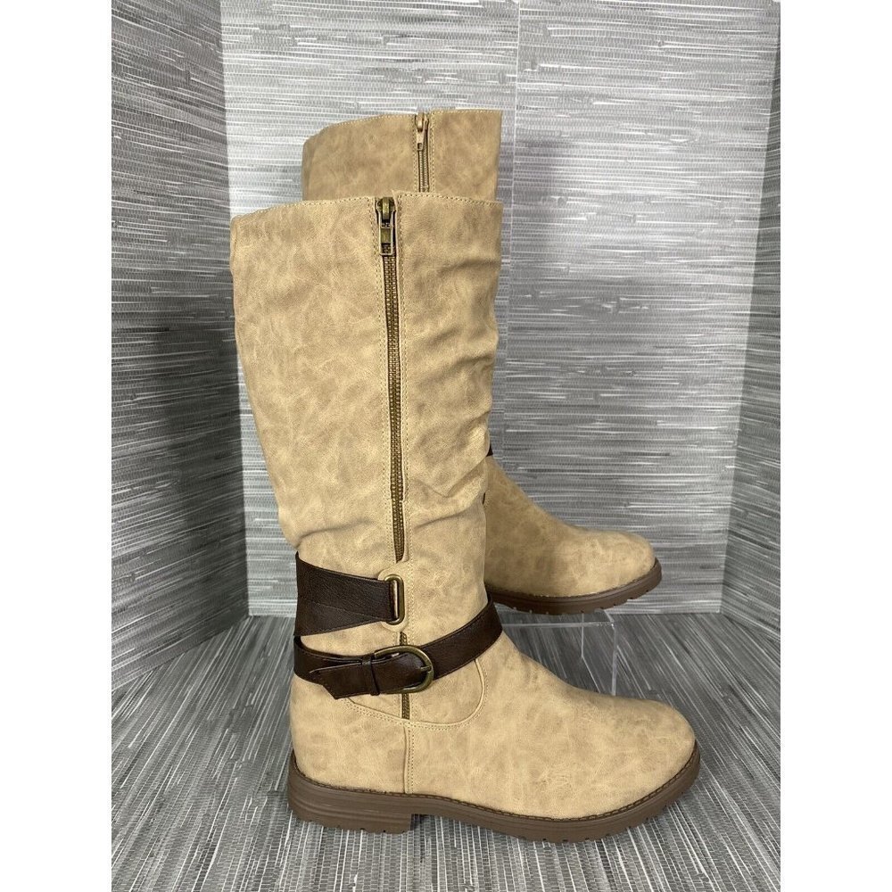 GC Shoes Womens Dagny Faux Leather‎ Lugged Soles Mid Calf Boots Size 10